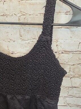 Up Front Tunic Tank Size Medium Y2K Top Black Satin Vintage Top